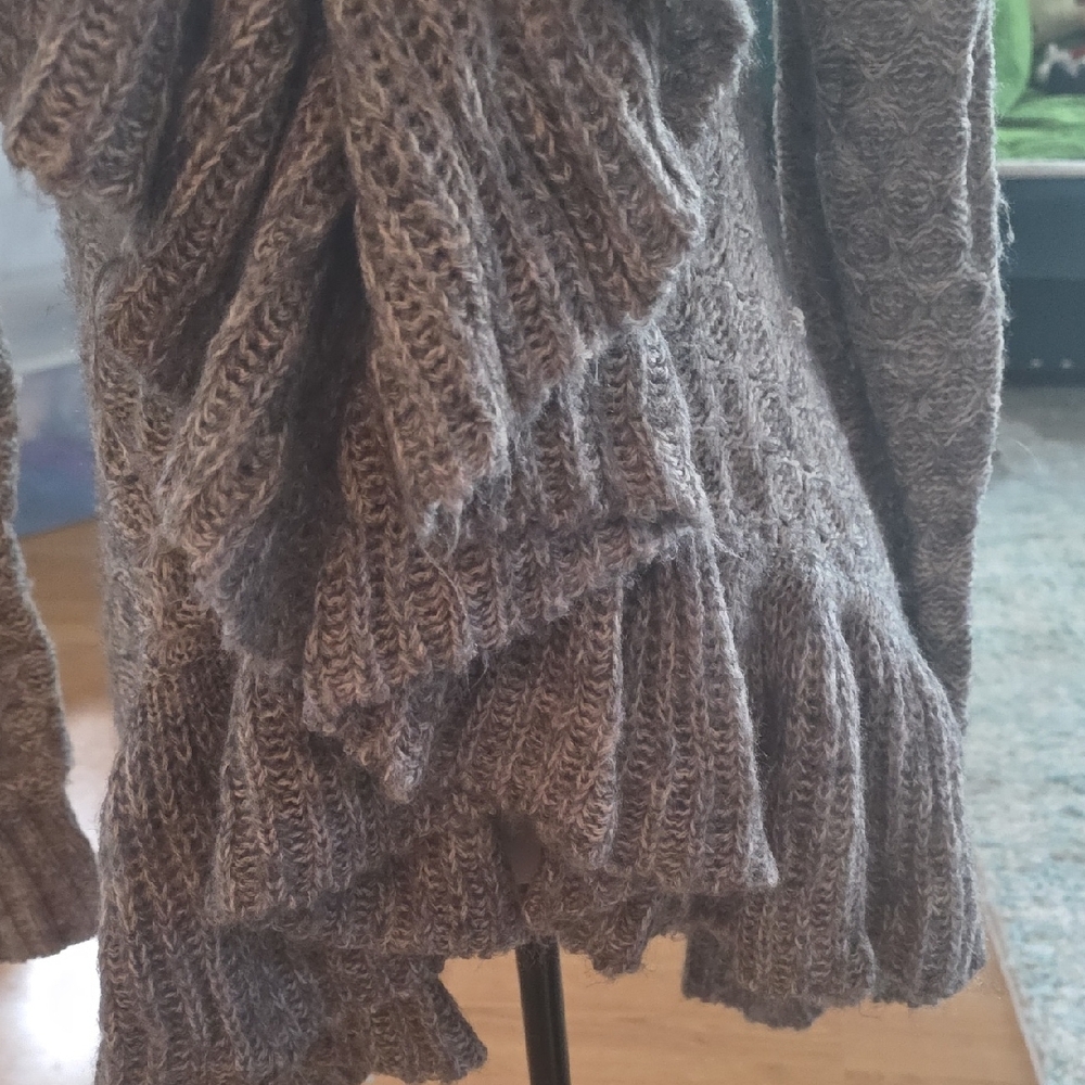 Gray Ruffled Women's Sweater - Picture 6 of 6